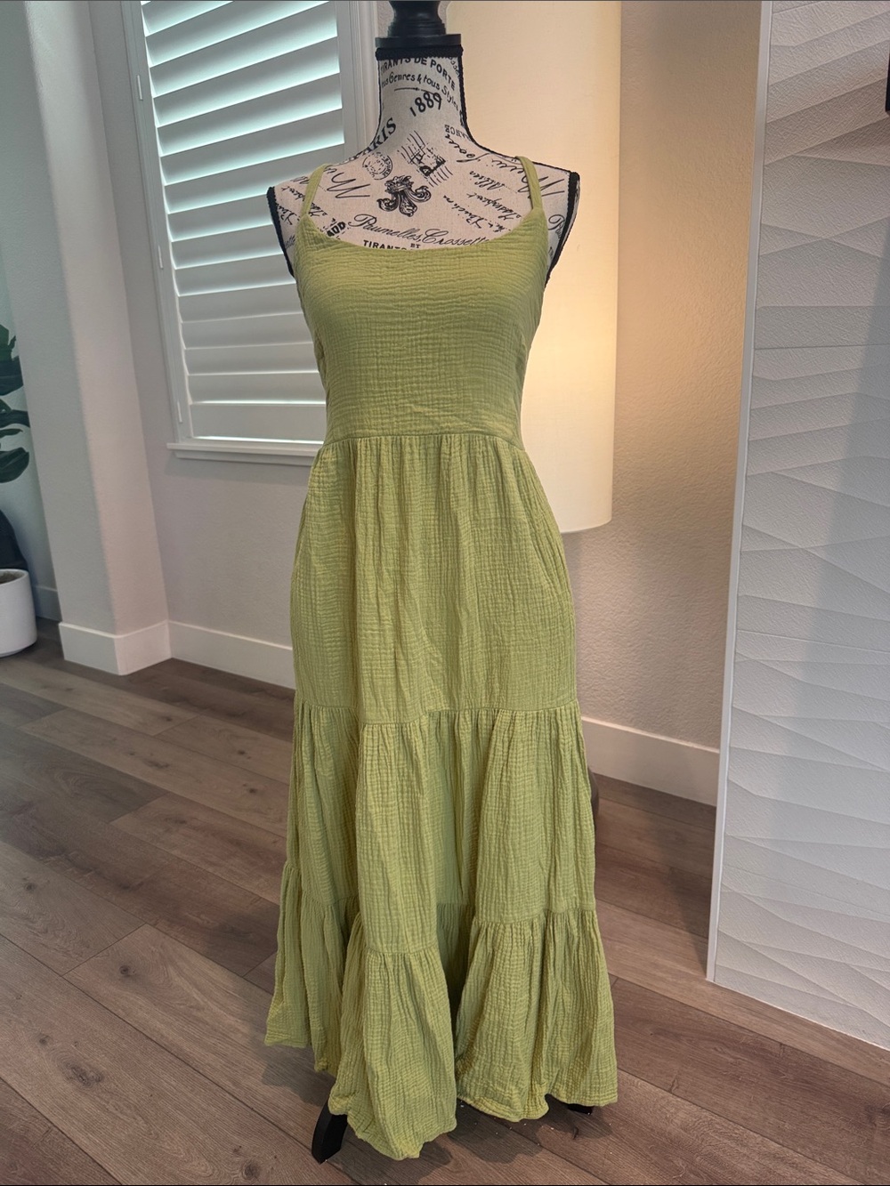 Lush Light Green Tiered Maxi Dress with Spaghetti Straps